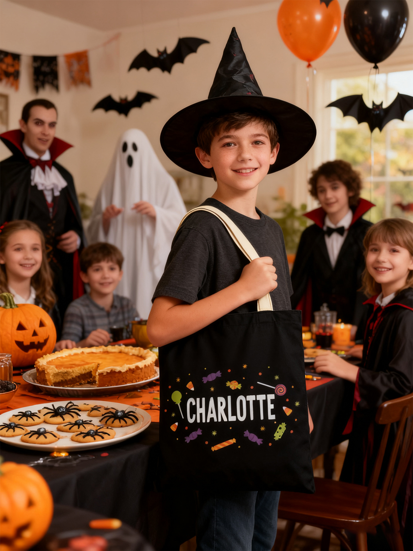 Candy Pattern Personalized Halloween Treat Bag
